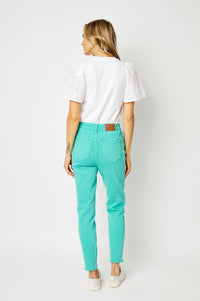 Bridgette High Rise Garment Dyed Slim Jeans in Aquamarine Womens Ave Shops 