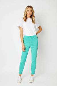 Bridgette High Rise Garment Dyed Slim Jeans in Aquamarine Womens Ave Shops 
