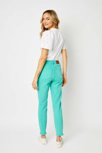Bridgette High Rise Garment Dyed Slim Jeans in Aquamarine Womens Ave Shops 