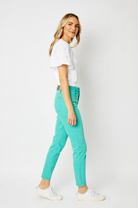 Bridgette High Rise Garment Dyed Slim Jeans in Aquamarine Womens Ave Shops 