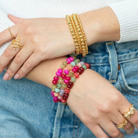 Bright Large Stone Bracelets with Gold Bead Accents Bracelets Splendid Iris 