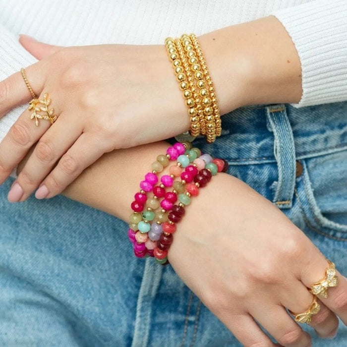 Bright Large Stone Bracelets with Gold Bead Accents Bracelets Splendid Iris 