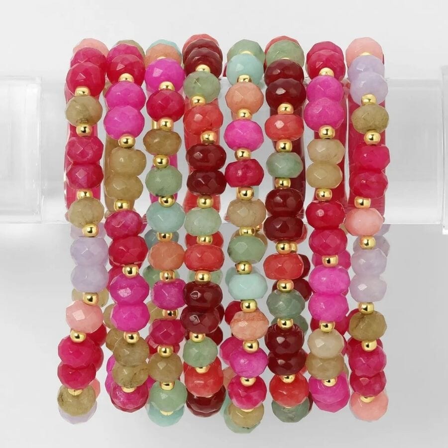 Bright Large Stone Bracelets with Gold Bead Accents Bracelets Splendid Iris 