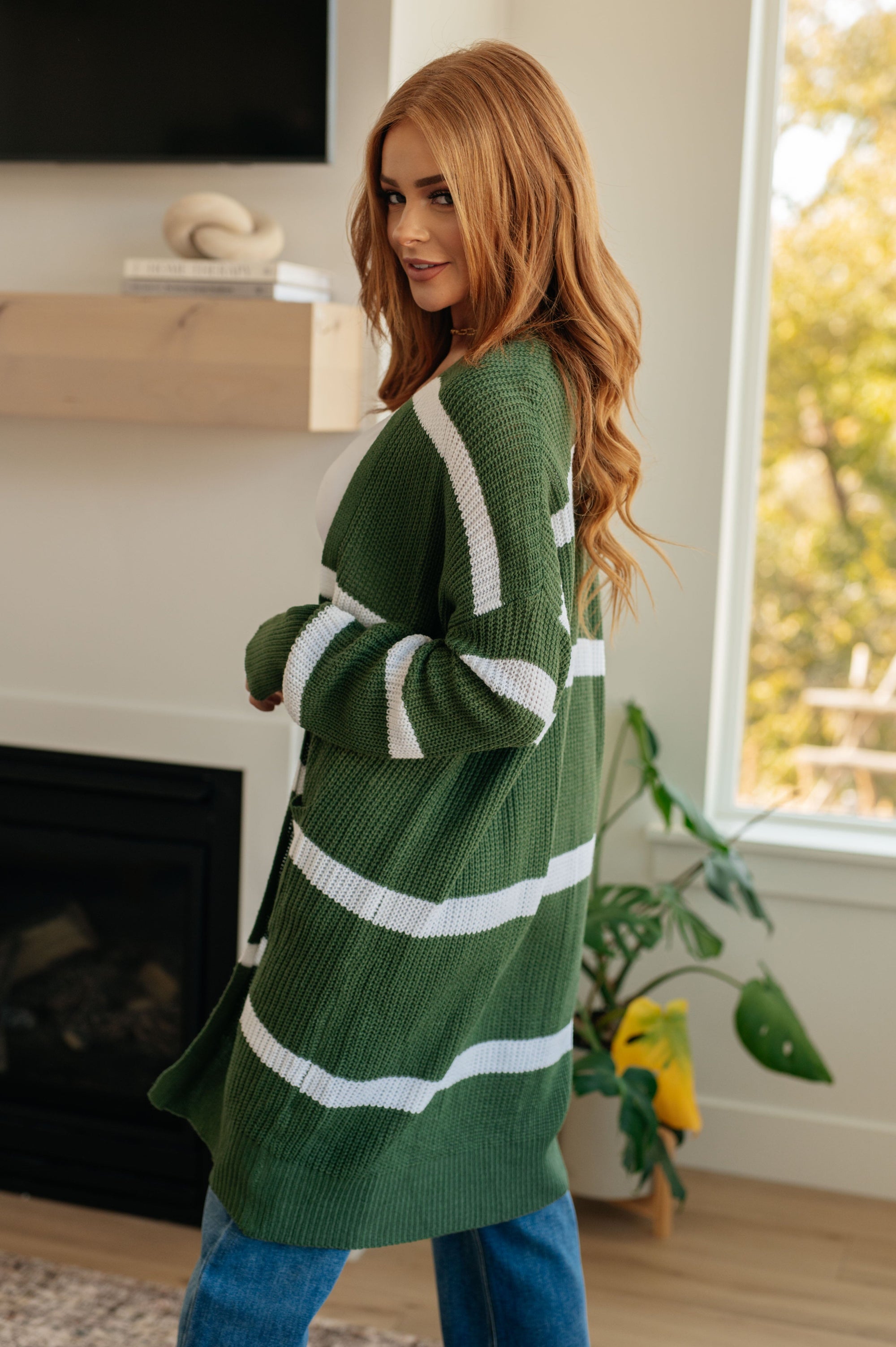 Brighter is Better Striped Cardigan in Green Womens Ave Shops 