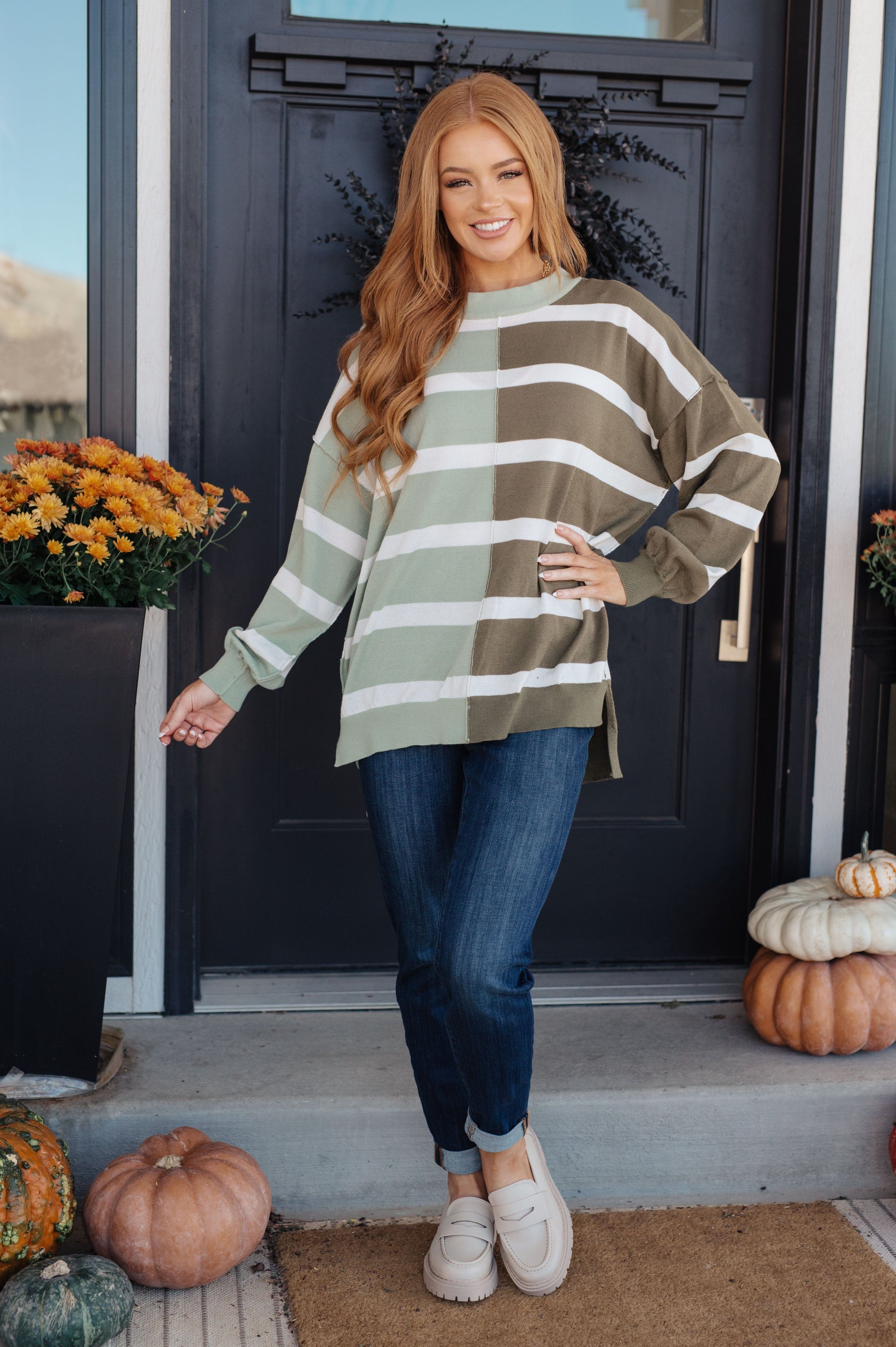 Can't Decide Color Block Striped Sweater Womens Ave Shops 