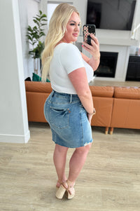 Carol High Rise Rigid Magic Denim Skirt Womens Ave Shops 