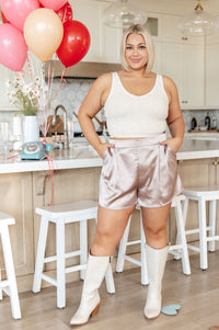 Champagne and Roses Satin Shorts Womens Ave Shops 