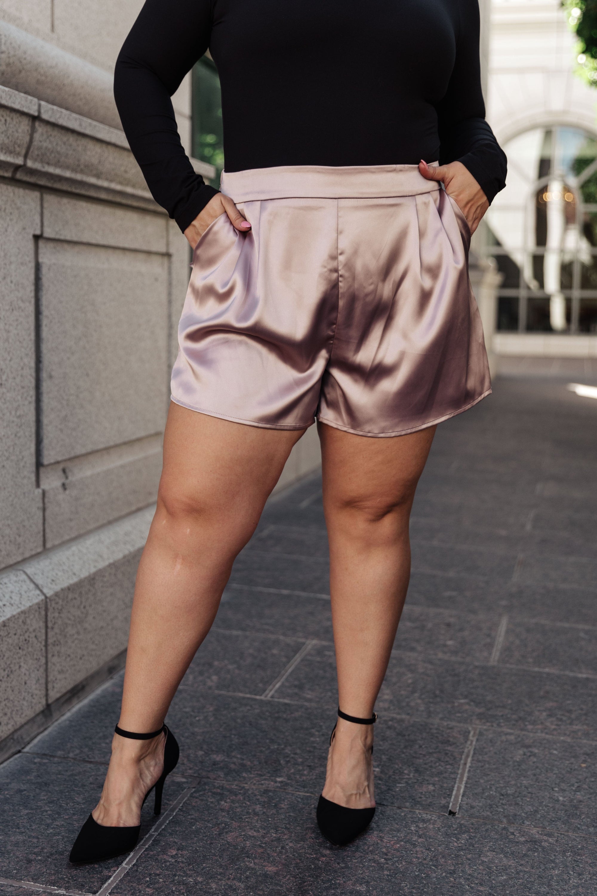 Champagne and Roses Satin Shorts Womens Ave Shops 