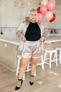 Champagne and Roses Satin Shorts Womens Ave Shops 