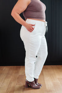 Charlene High Rise Contrast Thread Jogger in Ecru Womens Ave Shops 