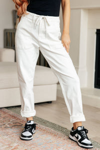 Charlene High Rise Contrast Thread Jogger in Ecru Womens Ave Shops 