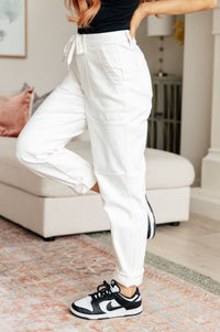 Charlene High Rise Contrast Thread Jogger in Ecru Womens Ave Shops 