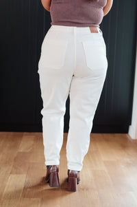 Charlene High Rise Contrast Thread Jogger in Ecru Womens Ave Shops 