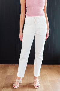 Charlene High Rise Contrast Thread Jogger in Ecru Womens Ave Shops 