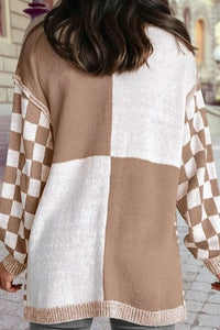 Checkered Open Front Drop Shoulder Cardigan Shirts & Tops 1 Woman 
