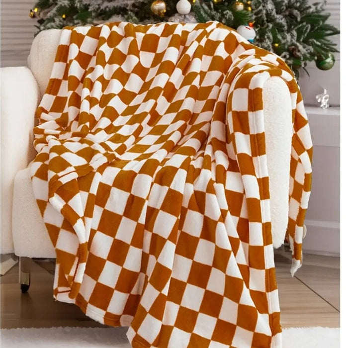 Chestnut Checkerboard Printed Soft Throw Blanket 47*78 Inch blanket 1 Woman 