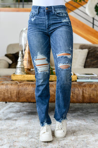 Christine High Contrast Slim Bootcut Destroyed Jeans Womens Ave Shops 