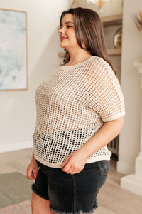 Coastal Dreams Fishnet Top in Cream Tops Ave Shops 