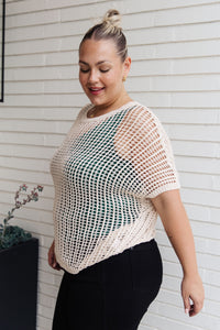 Coastal Dreams Fishnet Top in Cream Tops Ave Shops 