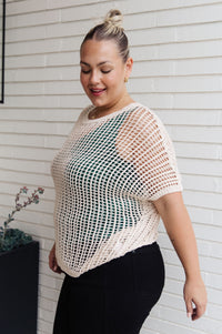 Coastal Dreams Fishnet Top in Cream Tops Ave Shops 