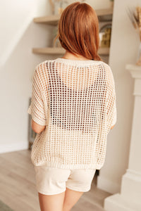 Coastal Dreams Fishnet Top in Cream Tops Ave Shops 