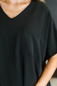 Coastal Ease V-Neck Top in Black Womens Ave Shops 