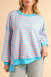 Color Clash Drop Shoulder Long Sleeve Womens Ave Shops 