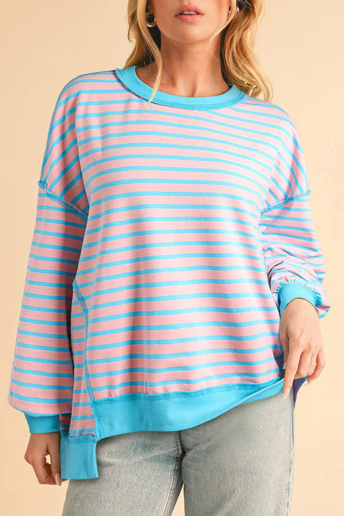 Color Clash Drop Shoulder Long Sleeve Womens Ave Shops 