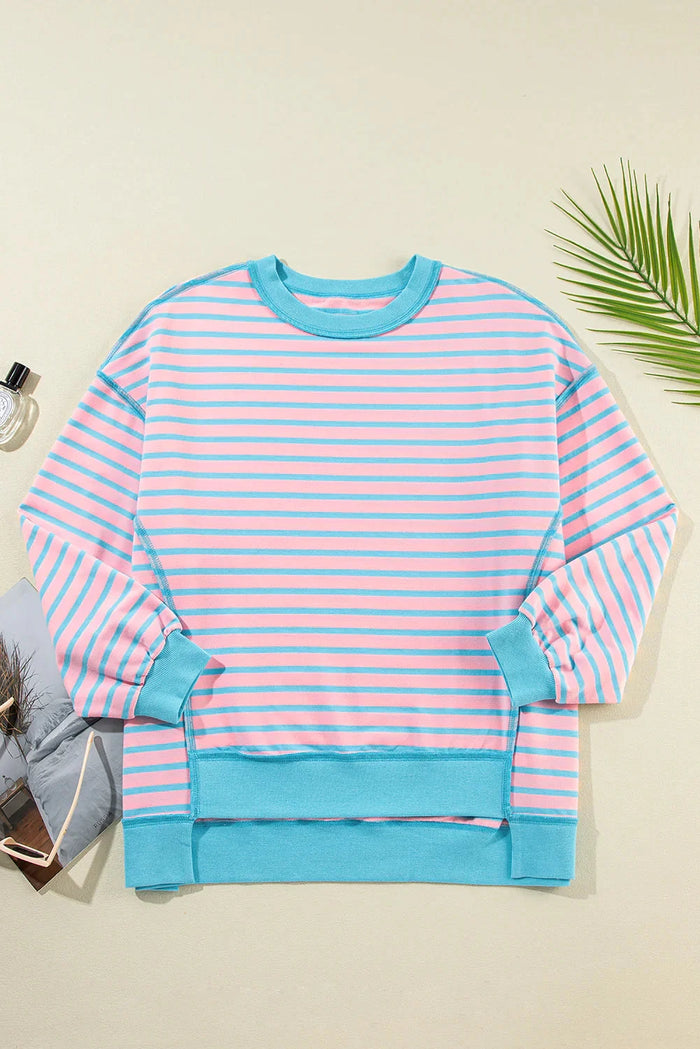 Color Clash Drop Shoulder Long Sleeve Womens Ave Shops 
