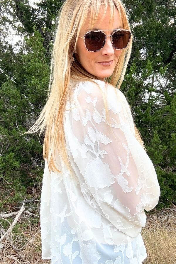 Cream Sheer Jacquard Blouse Shirts & Tops ODDi 