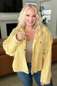 Cropped Hooded Denim Jacket in Mustard Womens Ave Shops 