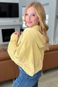 Cropped Hooded Denim Jacket in Mustard Womens Ave Shops 