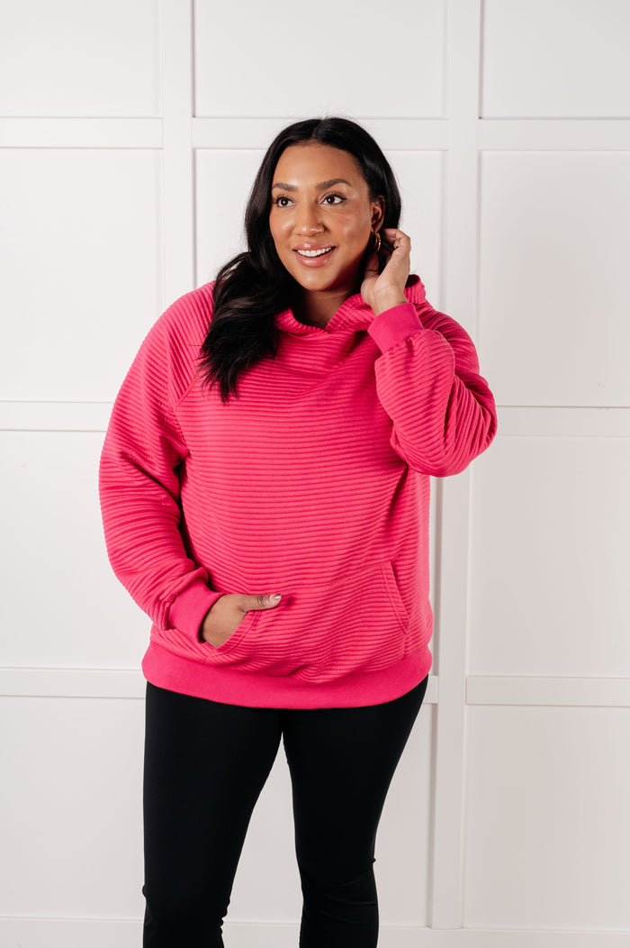 Crosswalk Textured Hoodie in Rose Tops Ave Shops 