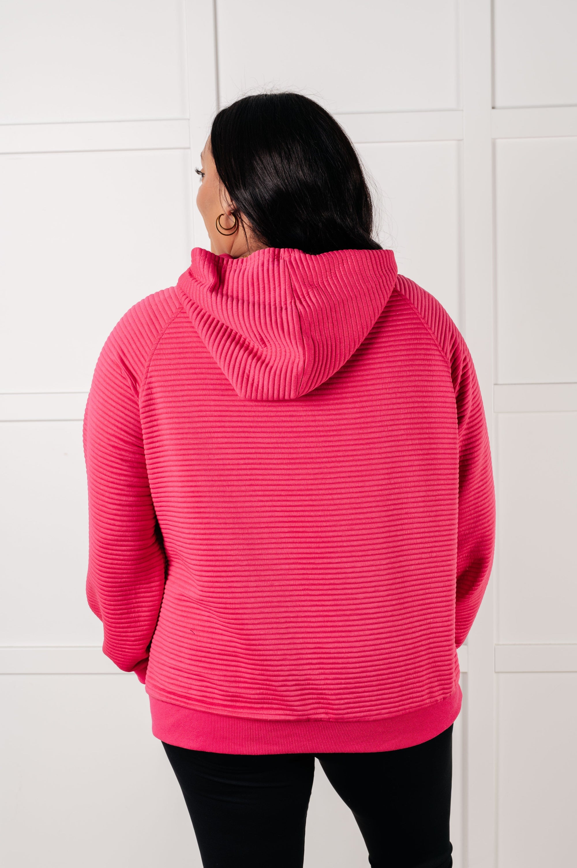 Crosswalk Textured Hoodie in Rose Tops Ave Shops 