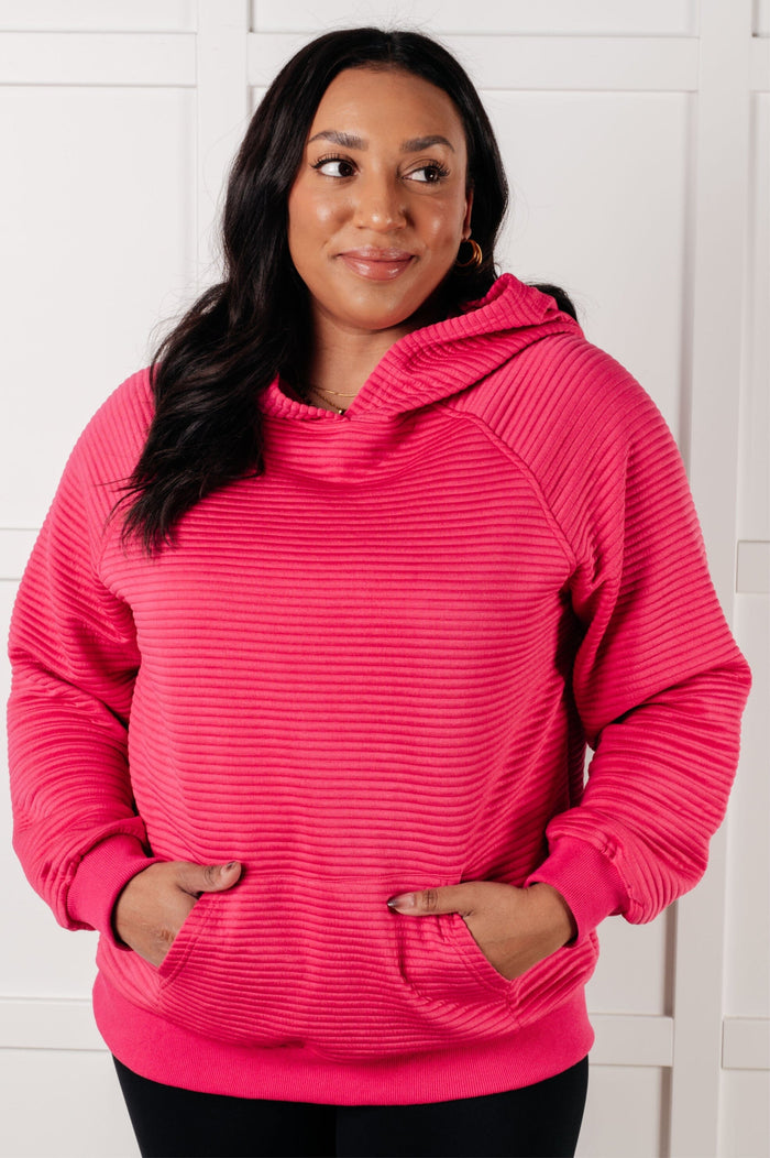 Crosswalk Textured Hoodie in Rose Tops Ave Shops 