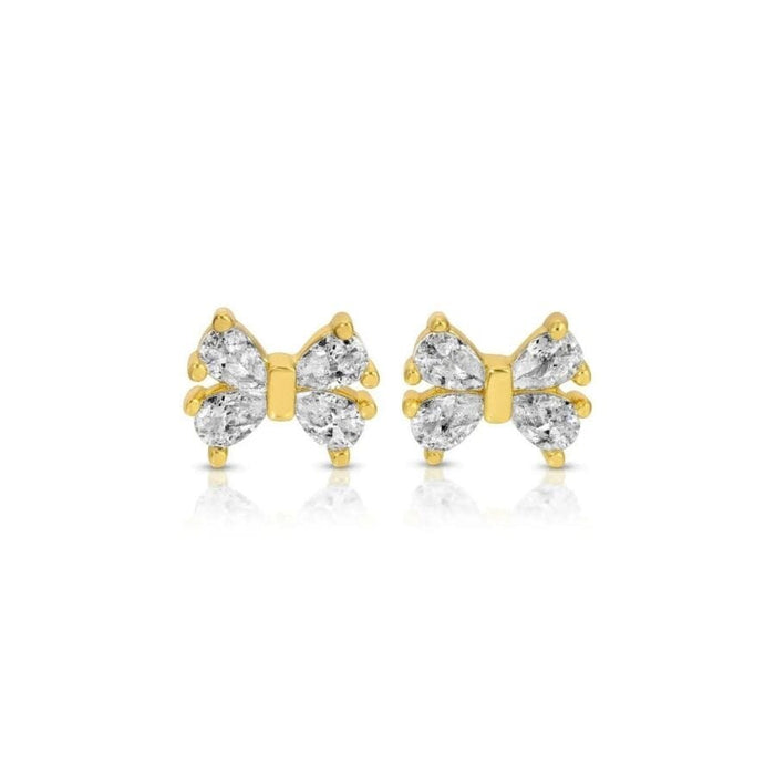 Cubic Zirconia Bow Earrings On Velvet Gift Tag Earrings Splendid Iris 