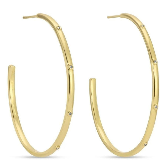 Cz Accented Large Delicate Hoops Earrings Splendid Iris 