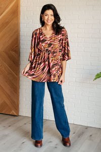 Dearest Dreamer Peplum Top in Abstract Mocha Blouses Ave Shops 