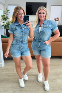Delia High Rise Short Sleeve Romper Womens Ave Shops 