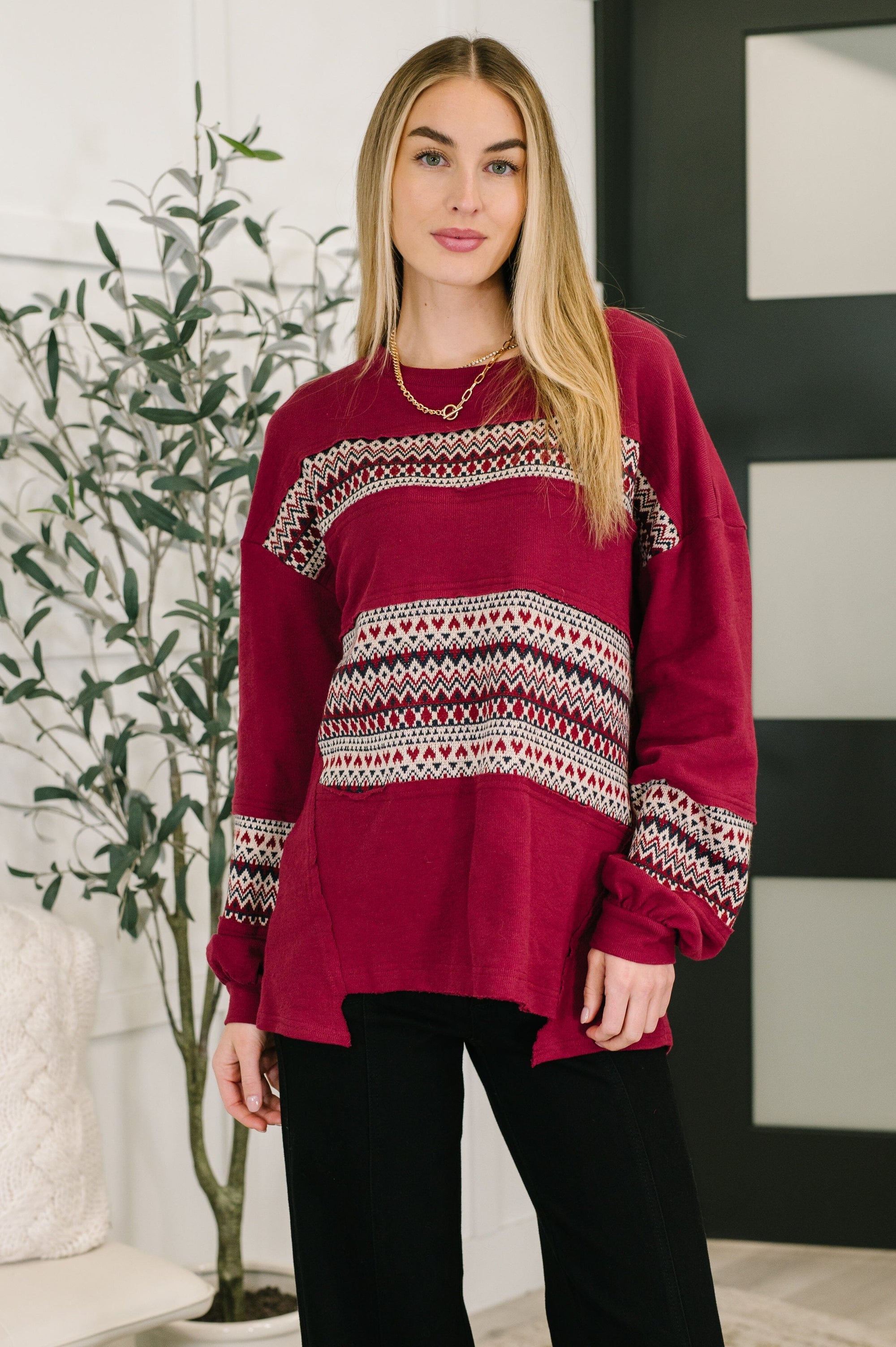 Don't Let Me Miss It Color Block Detail Top Womens Ave Shops 