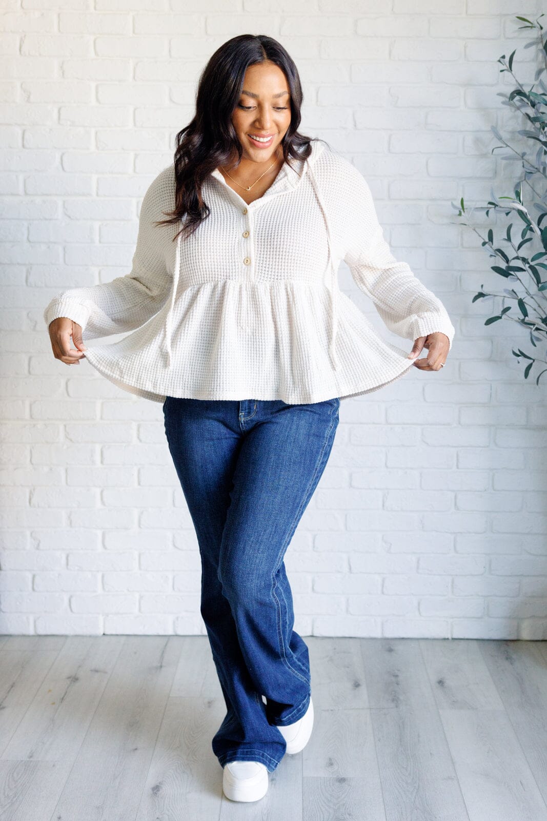 Don't Waffle About Waffle Knit Hoodie Tops Ave Shops 