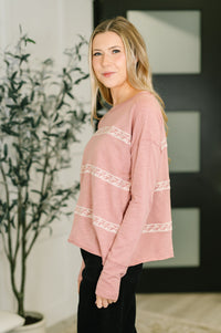 Down to Every Detail Drop Shoulder Long Sleeve in Dusty Rose Womens Ave Shops 