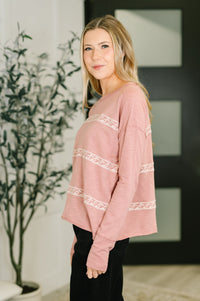 Down to Every Detail Drop Shoulder Long Sleeve in Dusty Rose Womens Ave Shops 