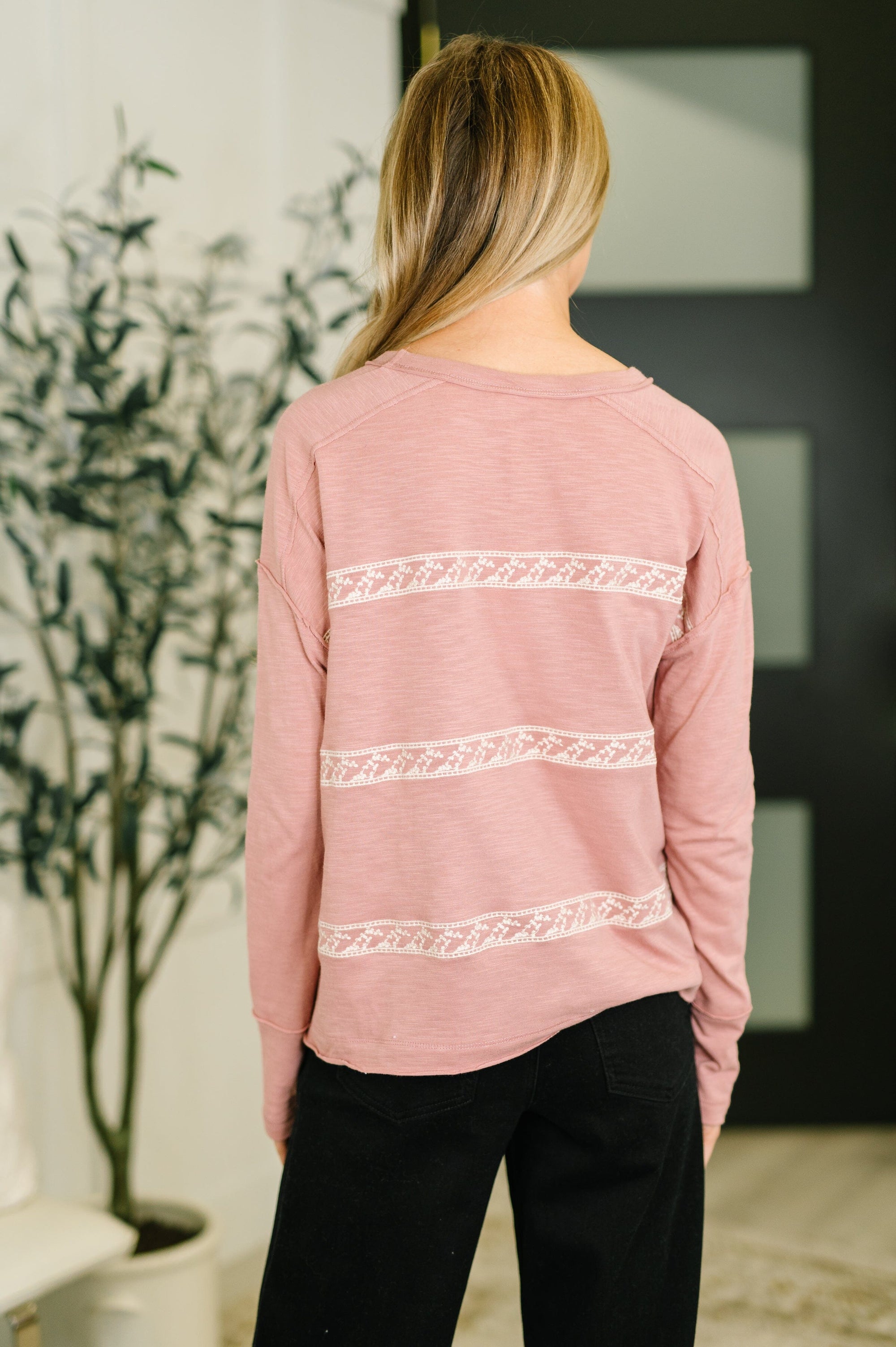 Down to Every Detail Drop Shoulder Long Sleeve in Dusty Rose Womens Ave Shops 