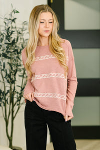 Down to Every Detail Drop Shoulder Long Sleeve in Dusty Rose Womens Ave Shops 