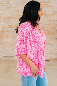 Dreamer Peplum Top in Pink Leopard Tops Ave Shops 