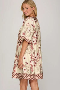 Dusty Rose Bell Sleeve Mini Dress Shirts & Tops She and Sky 