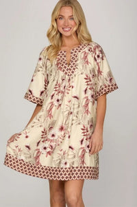 Dusty Rose Bell Sleeve Mini Dress Shirts & Tops She and Sky 