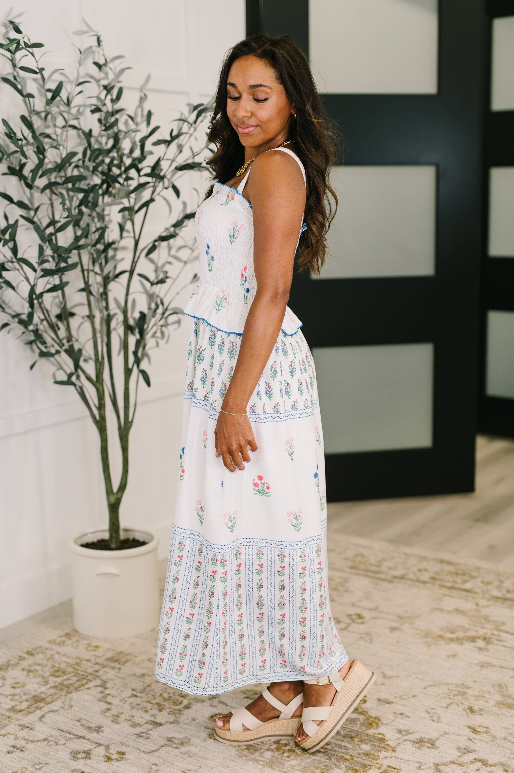 Eager Anticipation Mixed Print Midi Dress Womens Ave Shops 