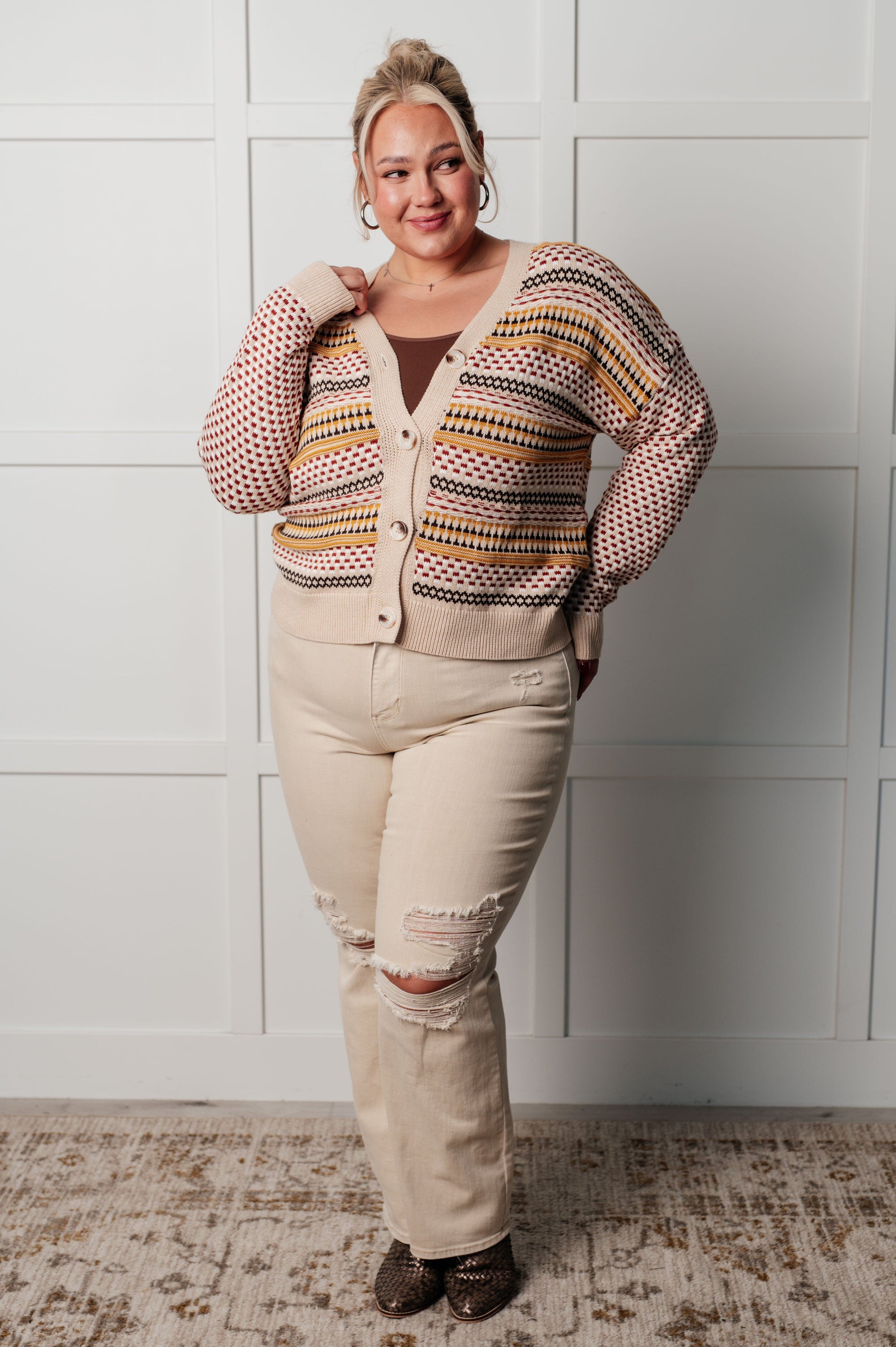 Effortless Elements Striped Cardigan Layers Ave Shops 